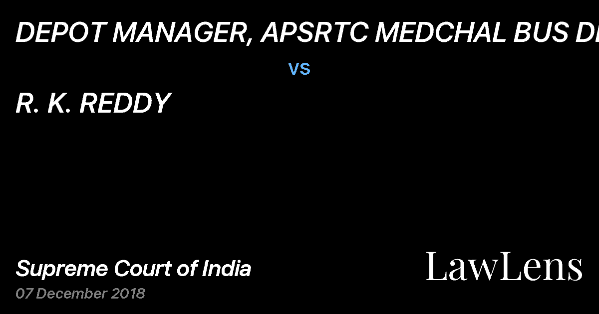 Preview image for DEPOT MANAGER, APSRTC MEDCHAL BUS DEPOT vs. R. K. REDDY