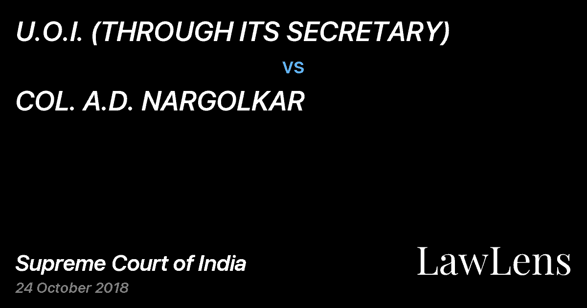 Preview image for U.O.I. (THROUGH ITS SECRETARY) vs. COL. A.D. NARGOLKAR