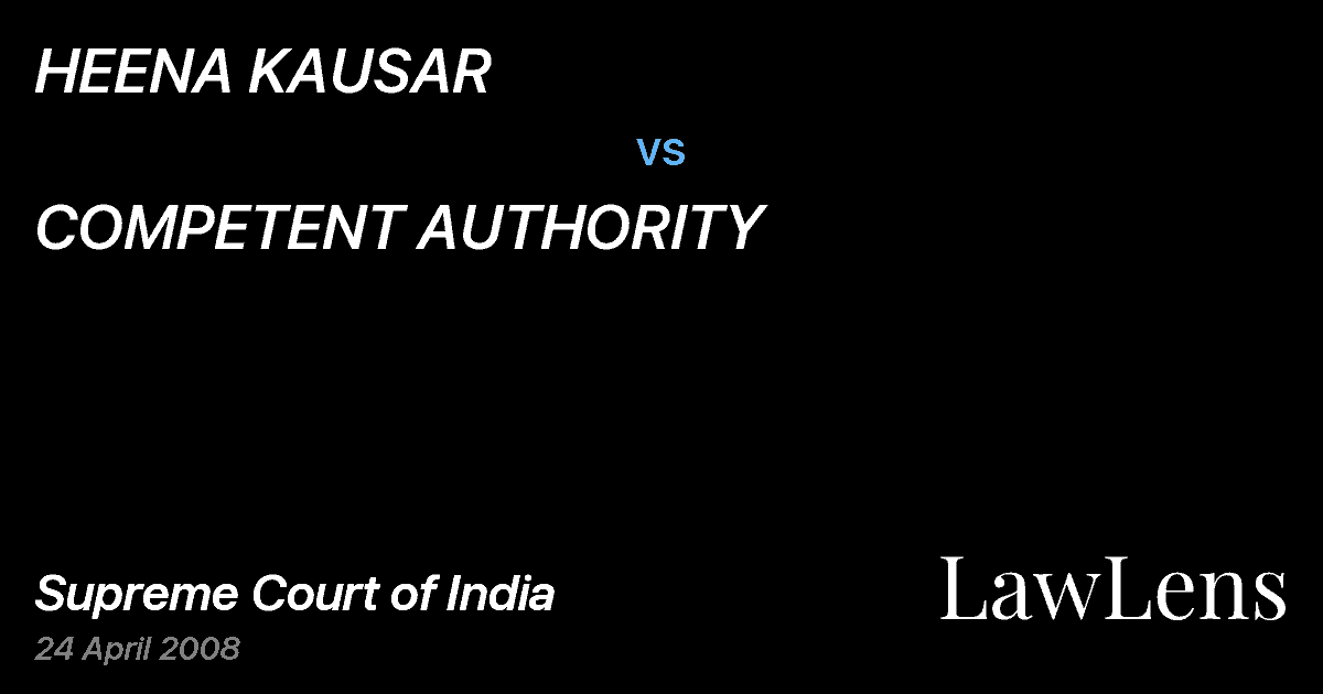 Preview image for HEENA KAUSAR vs. COMPETENT AUTHORITY