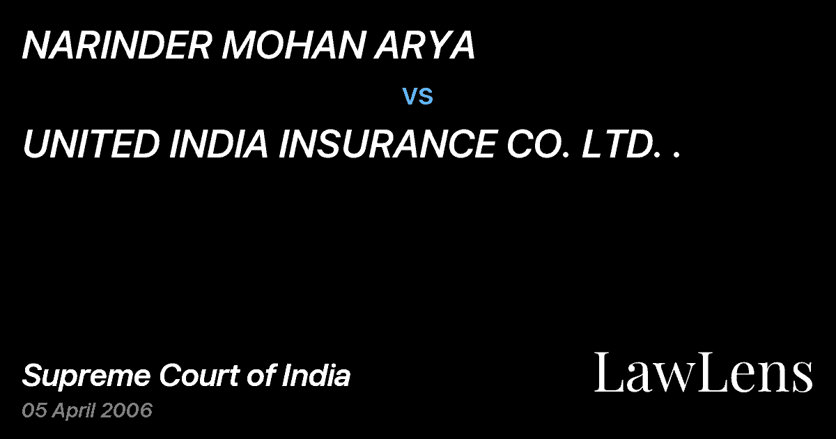 Preview image for NARINDER MOHAN ARYA vs. UNITED INDIA INSURANCE CO. LTD. .