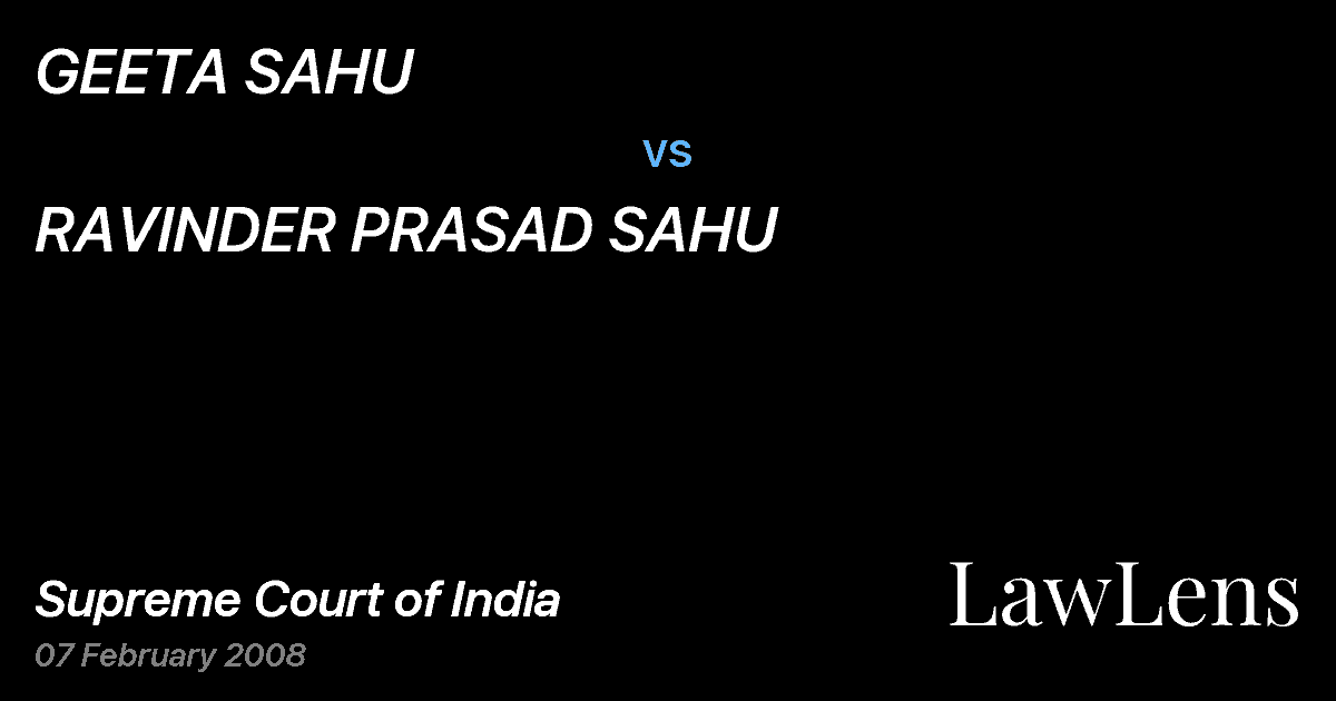 Preview image for GEETA SAHU vs. RAVINDER PRASAD SAHU