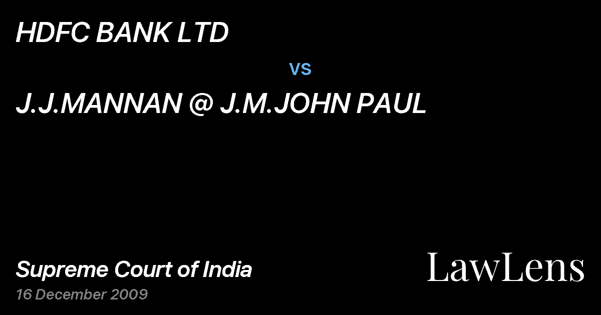Preview image for HDFC BANK LTD vs. J.J.MANNAN @ J.M.JOHN PAUL