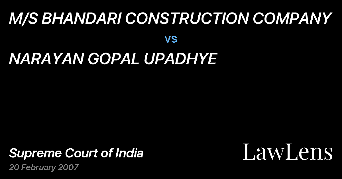 Preview image for M/S BHANDARI CONSTRUCTION COMPANY vs. NARAYAN GOPAL UPADHYE