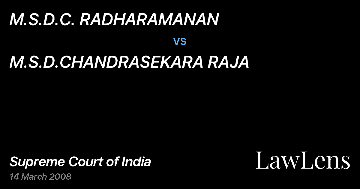 Preview image for M.S.D.C. RADHARAMANAN vs. M.S.D.CHANDRASEKARA RAJA