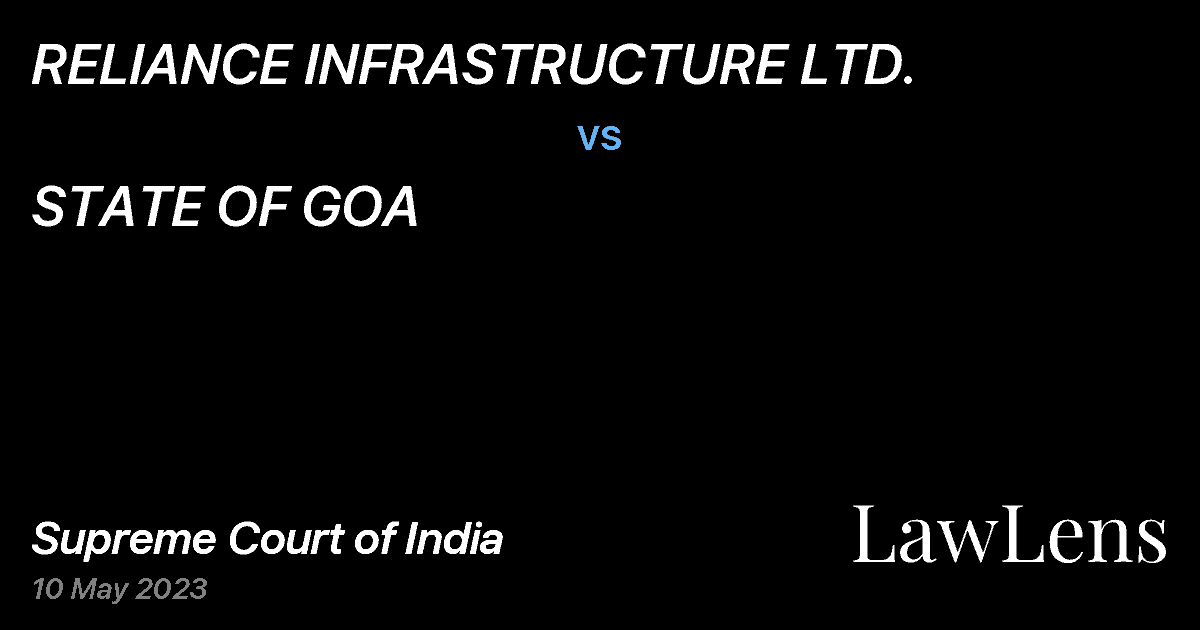 Preview image for RELIANCE INFRASTRUCTURE LTD. vs. STATE OF GOA
