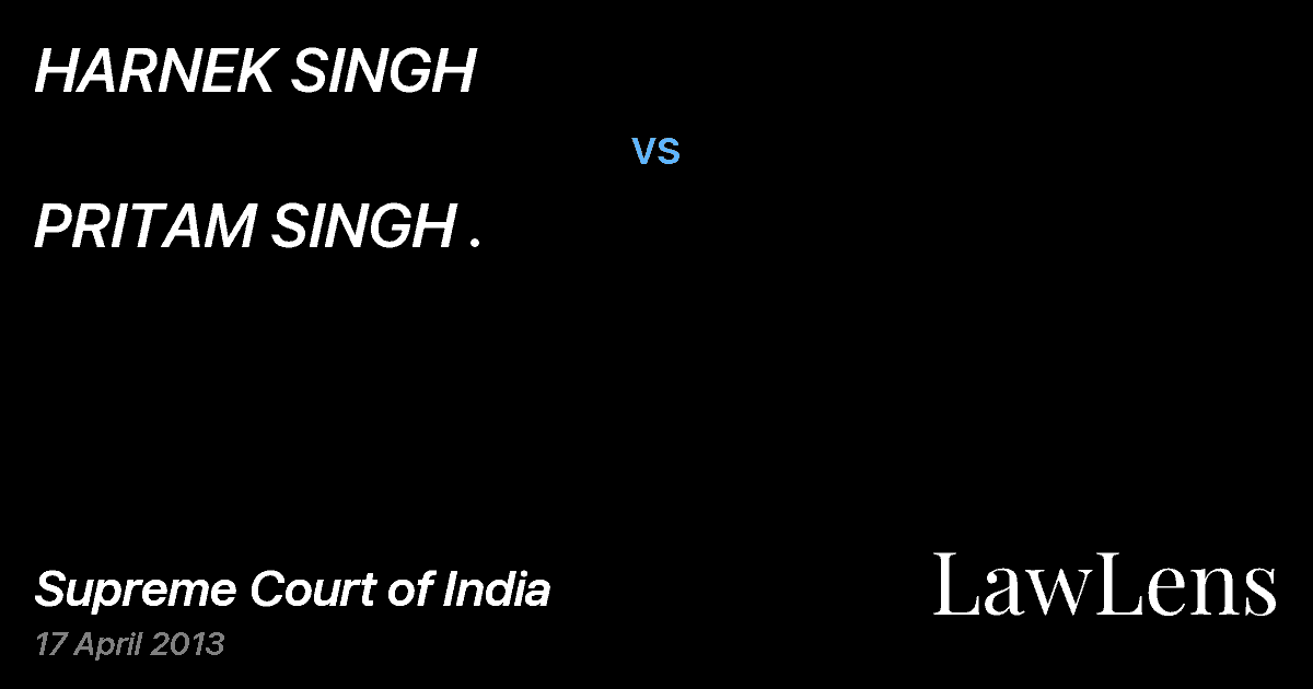 Preview image for HARNEK SINGH vs. PRITAM SINGH .