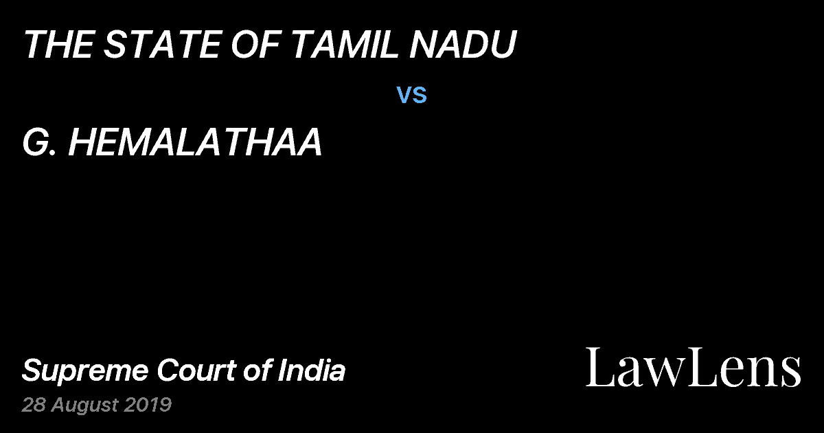 Preview image for THE STATE OF TAMIL NADU vs. G. HEMALATHAA
