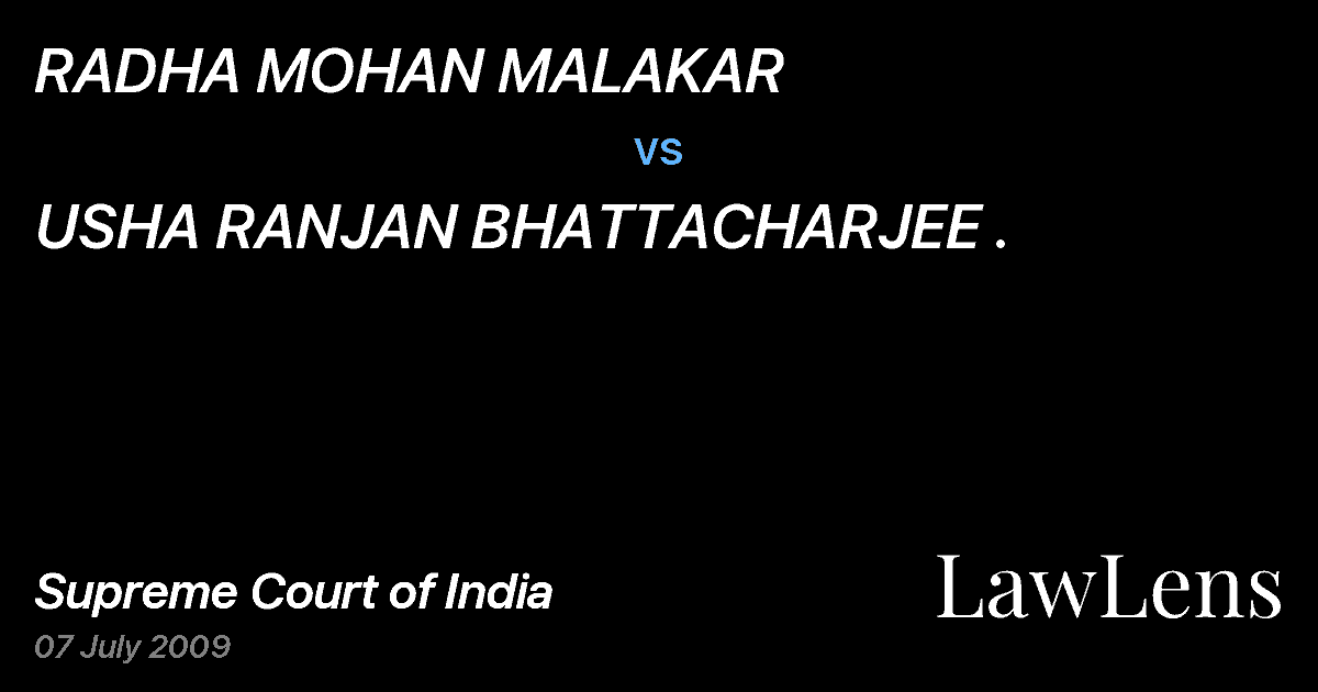 Preview image for RADHA MOHAN MALAKAR vs. USHA RANJAN BHATTACHARJEE .