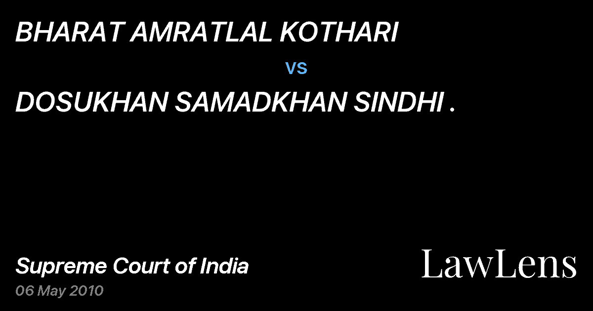 Preview image for BHARAT AMRATLAL KOTHARI vs. DOSUKHAN SAMADKHAN SINDHI .
