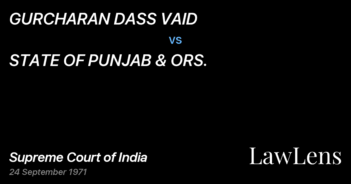 Preview image for GURCHARAN DASS VAID vs. STATE OF PUNJAB & ORS.
