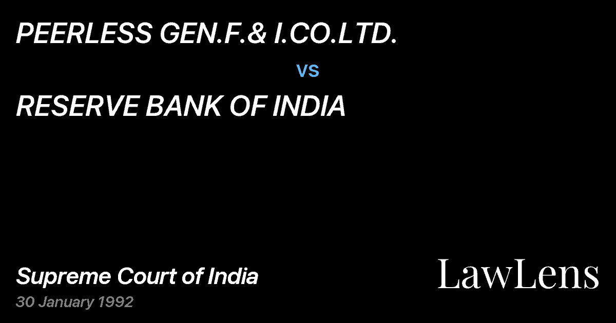 Preview image for PEERLESS GEN.F.& I.CO.LTD. vs. RESERVE BANK OF INDIA