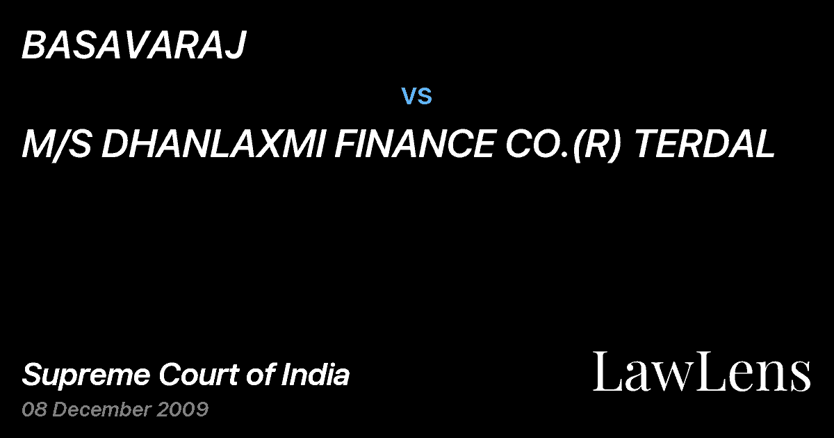Preview image for BASAVARAJ vs. M/S DHANLAXMI FINANCE CO.(R) TERDAL