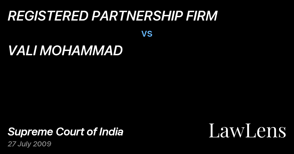 Preview image for REGISTERED PARTNERSHIP FIRM vs. VALI MOHAMMAD