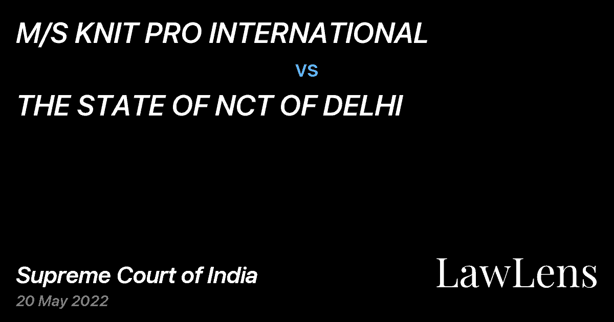 Preview image for M/S KNIT PRO INTERNATIONAL vs. THE STATE OF NCT OF DELHI