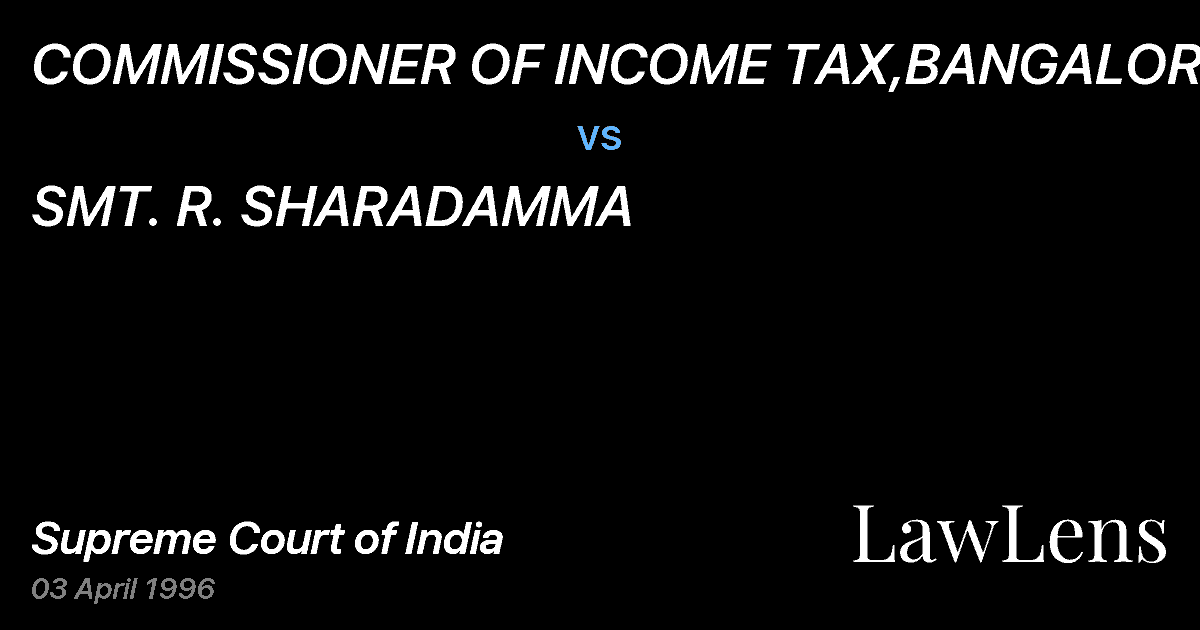 Preview image for COMMISSIONER OF INCOME TAX,BANGALORE vs. SMT. R. SHARADAMMA