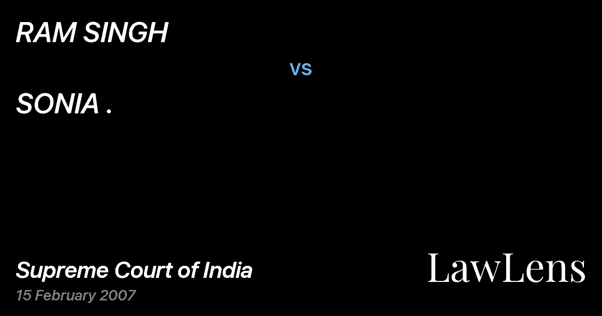 Preview image for RAM SINGH vs. SONIA .