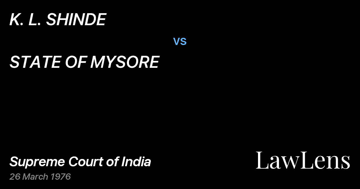 Preview image for K. L. SHINDE vs. STATE OF MYSORE
