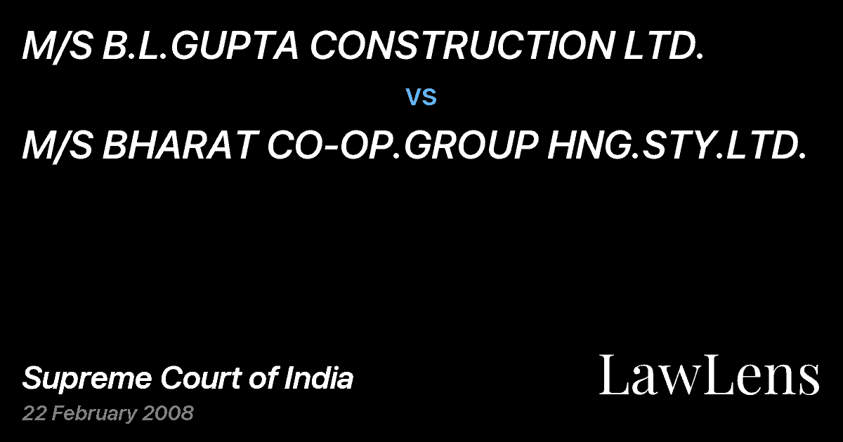 Preview image for M/S B.L.GUPTA CONSTRUCTION LTD. vs. M/S BHARAT CO-OP.GROUP HNG.STY.LTD.