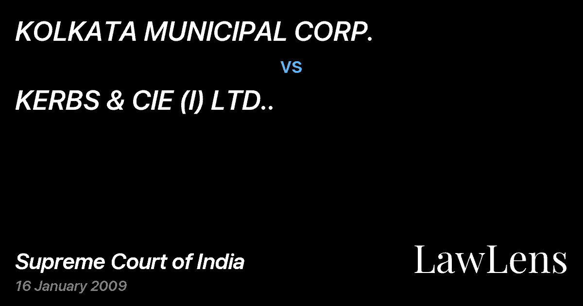 Preview image for KOLKATA MUNICIPAL CORP. vs. KERBS & CIE (I) LTD..