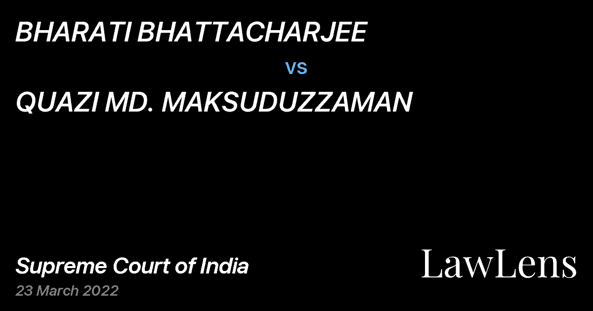 Preview image for BHARATI BHATTACHARJEE vs. QUAZI MD. MAKSUDUZZAMAN