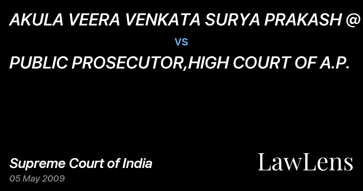 Preview image for AKULA VEERA VENKATA SURYA PRAKASH @ BABI vs. PUBLIC PROSECUTOR,HIGH COURT OF A.P.