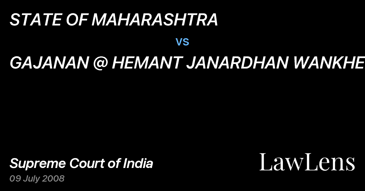 Preview image for STATE OF MAHARASHTRA vs. GAJANAN @ HEMANT JANARDHAN WANKHEDE