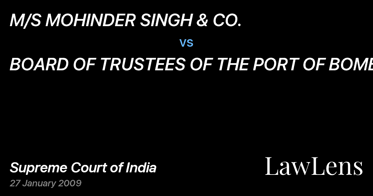 Preview image for M/S MOHINDER SINGH & CO. vs. BOARD OF TRUSTEES OF THE PORT OF BOMBAY