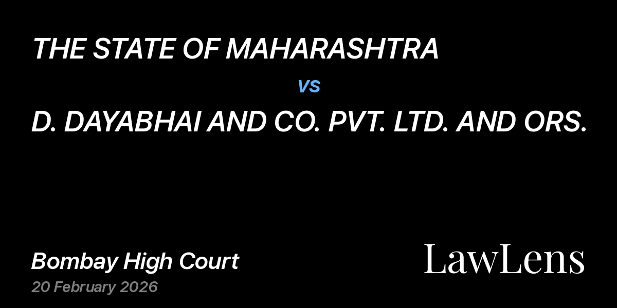 Preview image for THE STATE OF MAHARASHTRA vs. D. DAYABHAI AND CO. PVT. LTD. AND ORS.