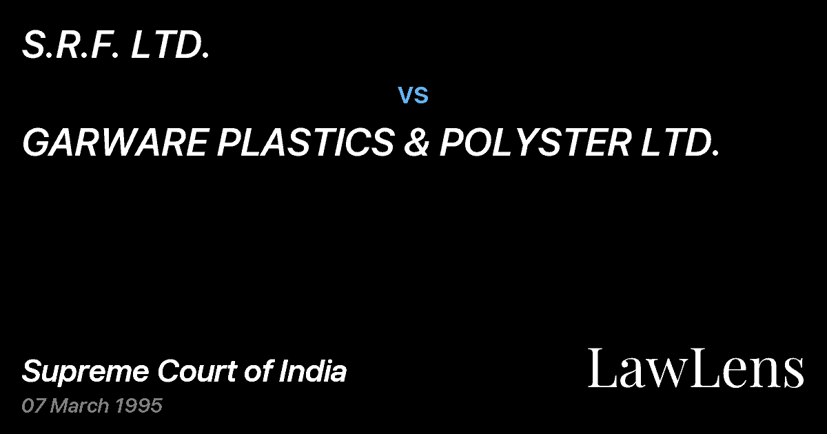 Preview image for S.R.F. LTD. vs. GARWARE PLASTICS & POLYSTER LTD.