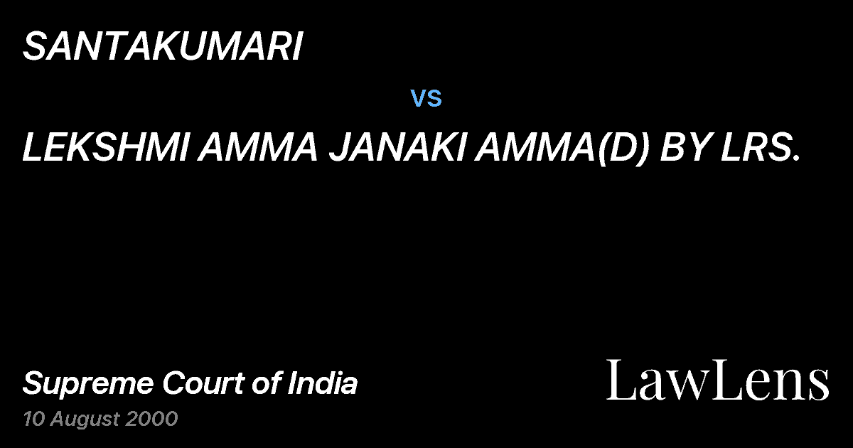 Preview image for SANTAKUMARI vs. LEKSHMI AMMA JANAKI AMMA(D) BY LRS.