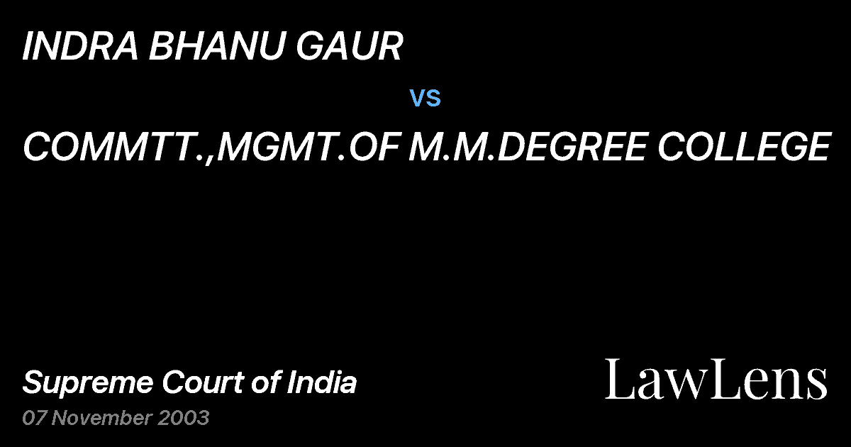 Preview image for INDRA BHANU GAUR vs. COMMTT.,MGMT.OF M.M.DEGREE COLLEGE