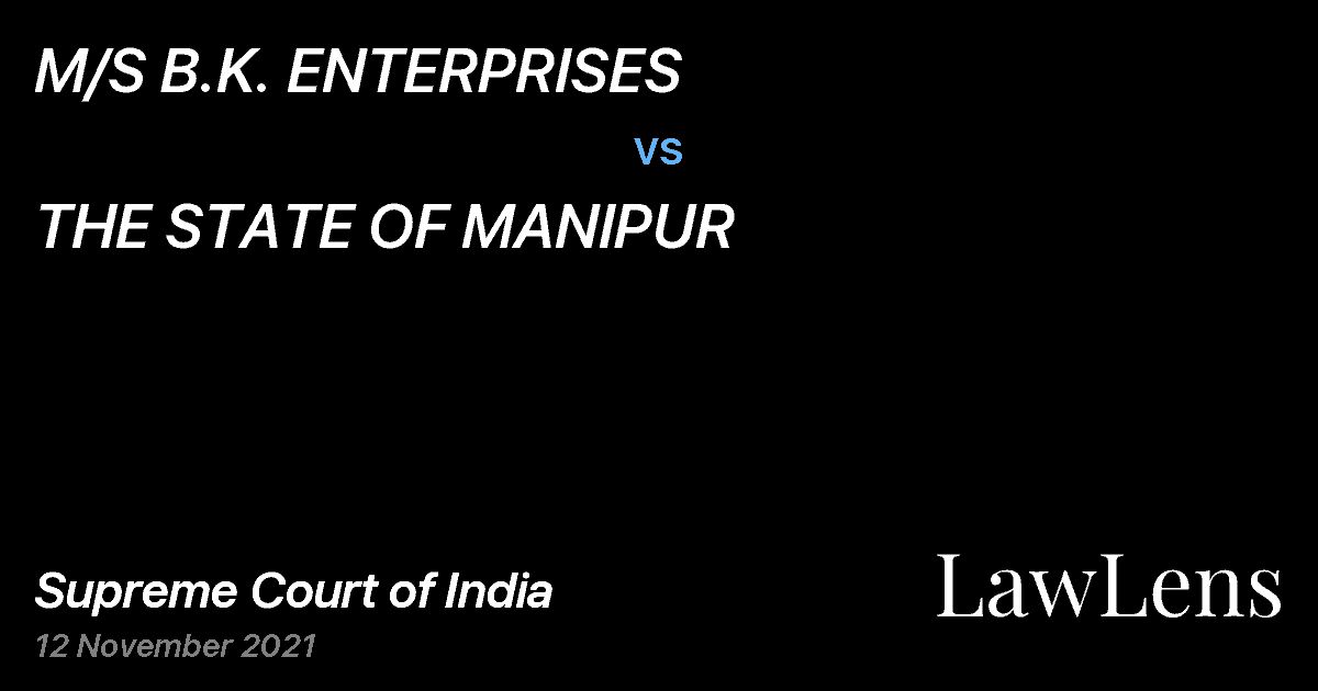 Preview image for M/S B.K. ENTERPRISES vs. THE STATE OF MANIPUR