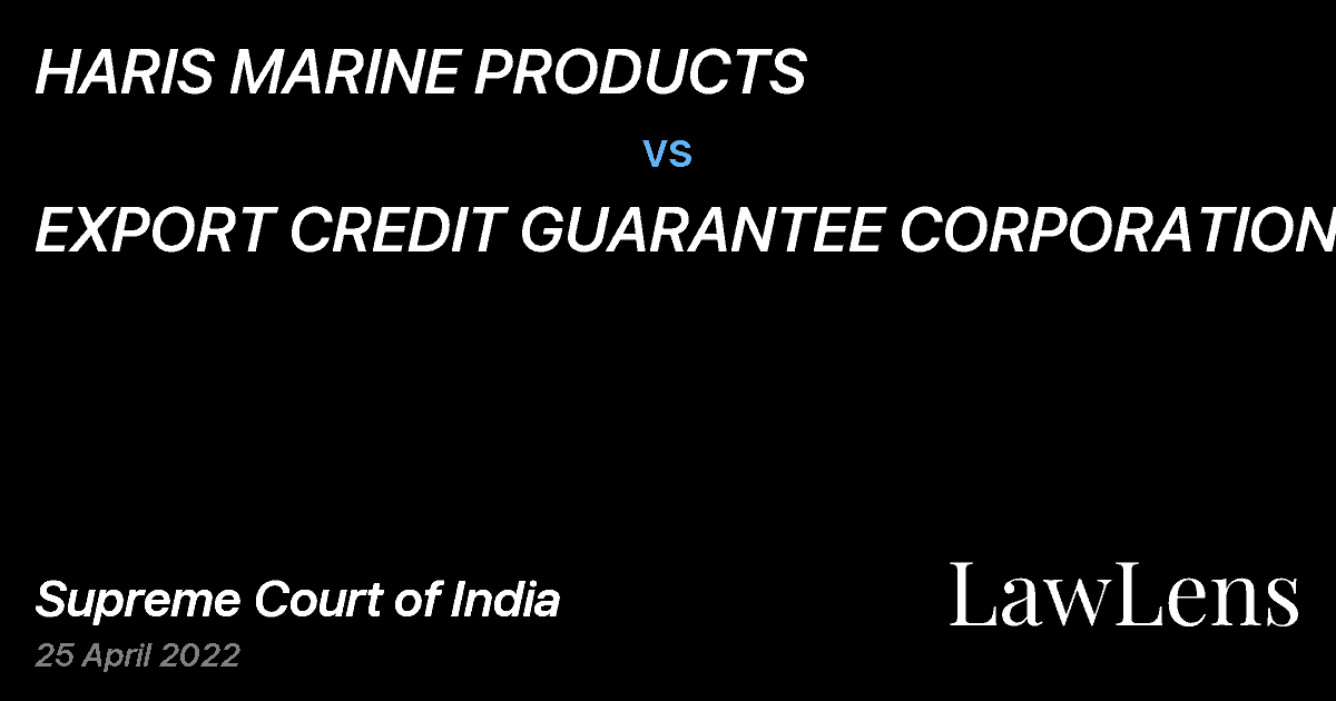 Preview image for HARIS MARINE PRODUCTS vs. EXPORT CREDIT GUARANTEE CORPORATION (ECGC) LIMITED