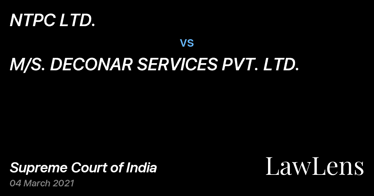 Preview image for NTPC LTD. vs. M/S. DECONAR SERVICES PVT. LTD.
