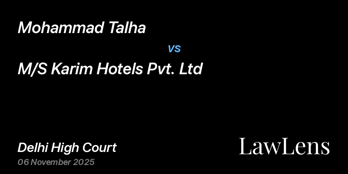 Preview image for Mohammad Talha vs. M/S Karim Hotels Pvt. Ltd