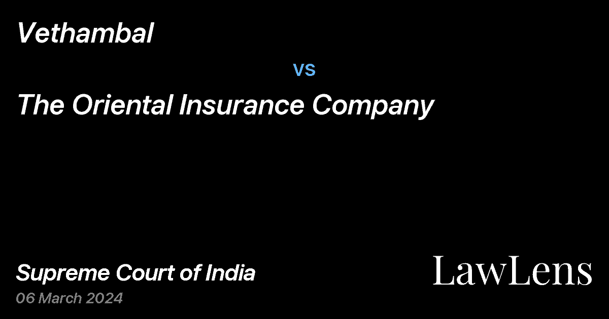 Preview image for Vethambal vs. The Oriental Insurance Company