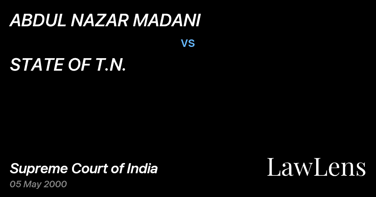 Preview image for ABDUL NAZAR MADANI vs. STATE OF T.N.