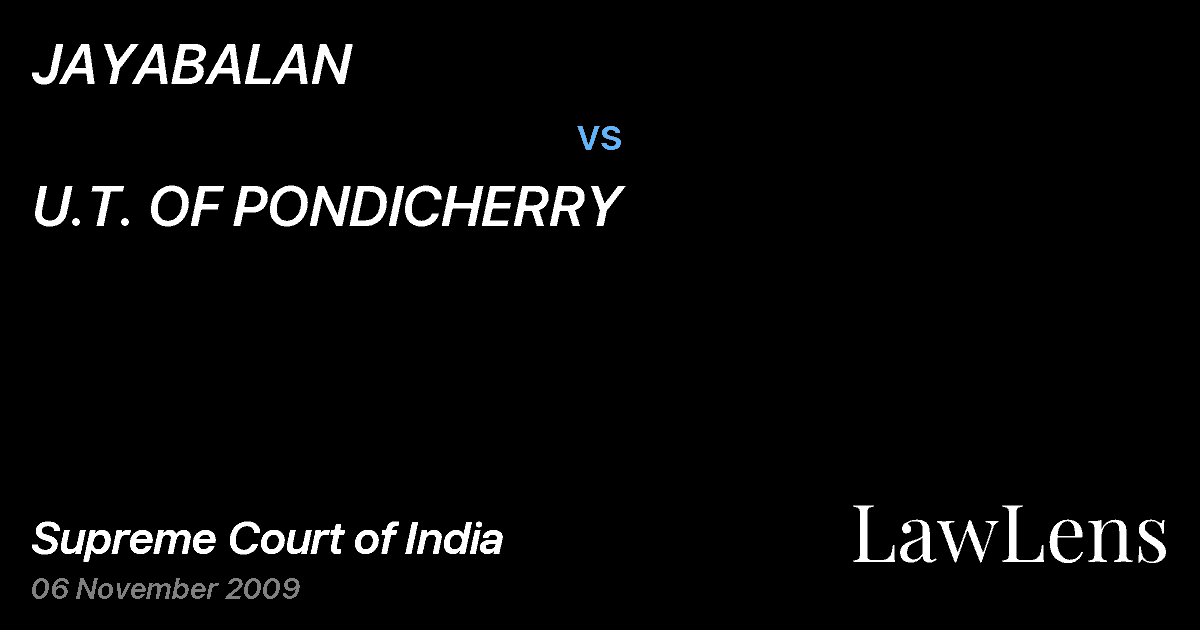 Preview image for JAYABALAN vs. U.T. OF PONDICHERRY