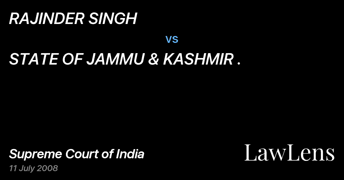 Preview image for RAJINDER SINGH vs. STATE OF JAMMU & KASHMIR .
