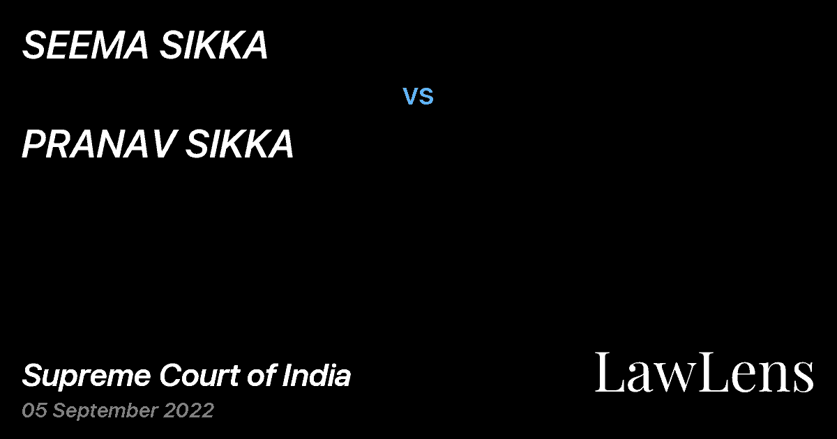 Preview image for SEEMA SIKKA vs. PRANAV SIKKA
