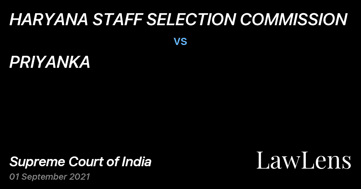 Preview image for HARYANA STAFF SELECTION COMMISSION vs. PRIYANKA
