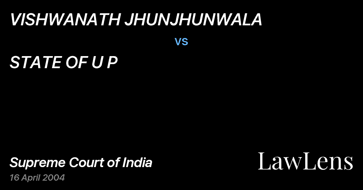 Preview image for VISHWANATH JHUNJHUNWALA vs. STATE OF U P