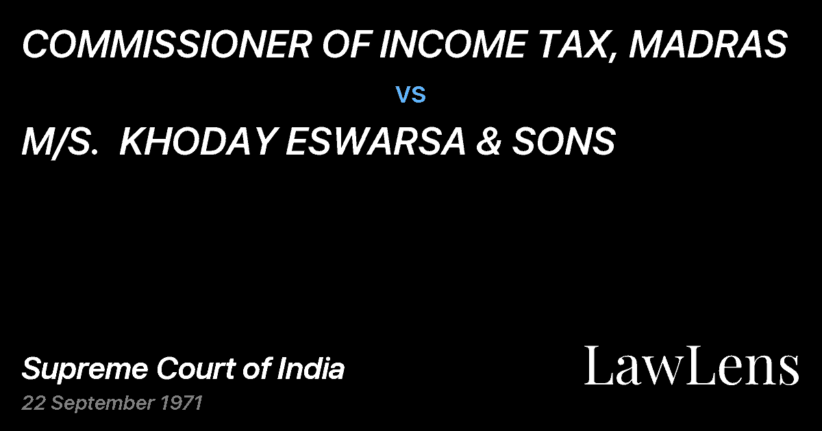 Preview image for COMMISSIONER OF INCOME TAX, MADRAS vs. M/S.  KHODAY ESWARSA & SONS