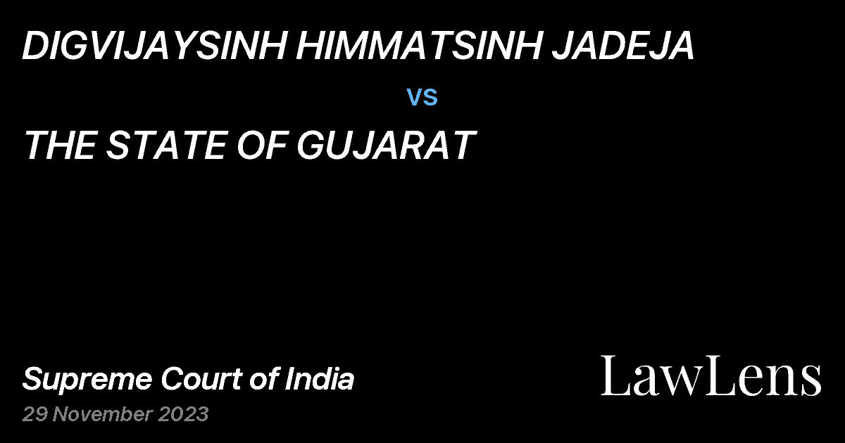 Preview image for DIGVIJAYSINH HIMMATSINH JADEJA vs. THE STATE OF GUJARAT