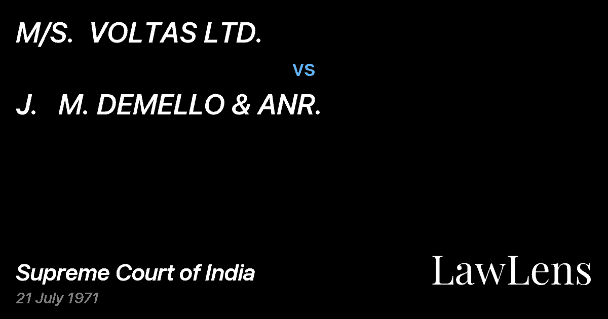 Preview image for M/S.  VOLTAS LTD. vs. J.   M. DEMELLO & ANR.