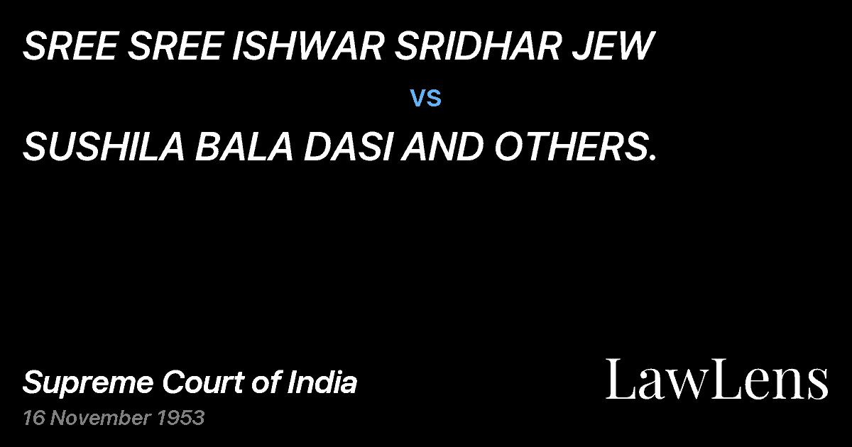 Preview image for SREE SREE ISHWAR SRIDHAR JEW vs. SUSHILA BALA DASI AND OTHERS.
