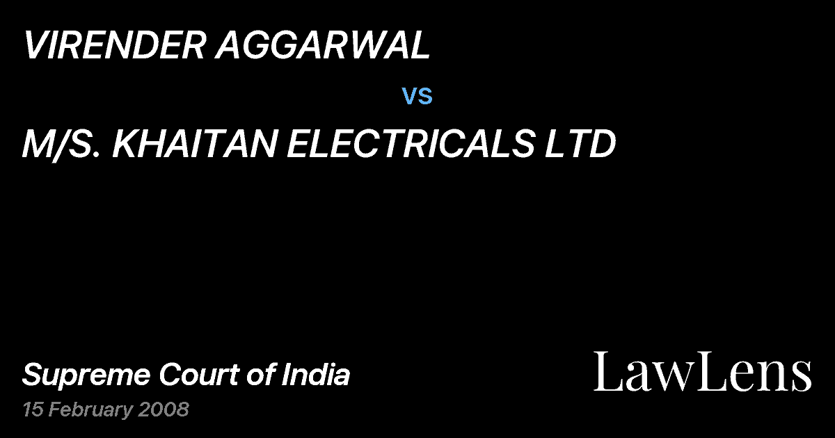 Preview image for VIRENDER AGGARWAL vs. M/S. KHAITAN ELECTRICALS LTD
