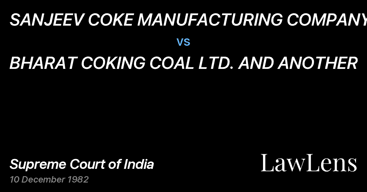 Preview image for SANJEEV COKE MANUFACTURING COMPANY vs. BHARAT COKING COAL LTD. AND ANOTHER
