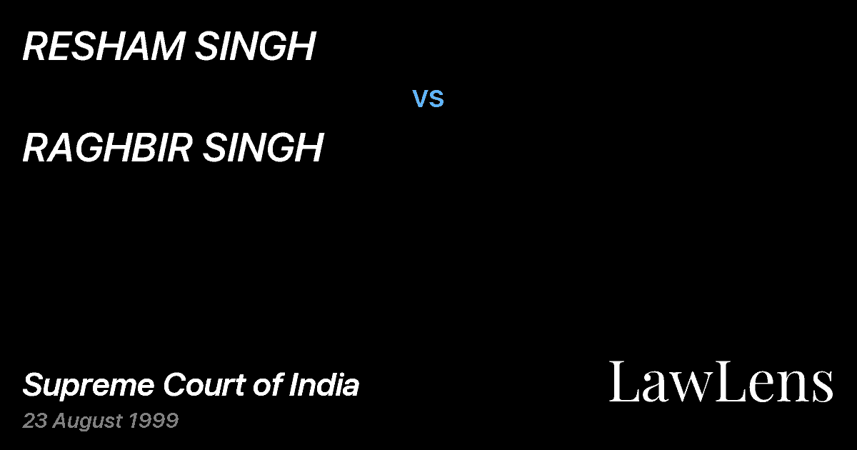 Preview image for RESHAM SINGH vs. RAGHBIR SINGH