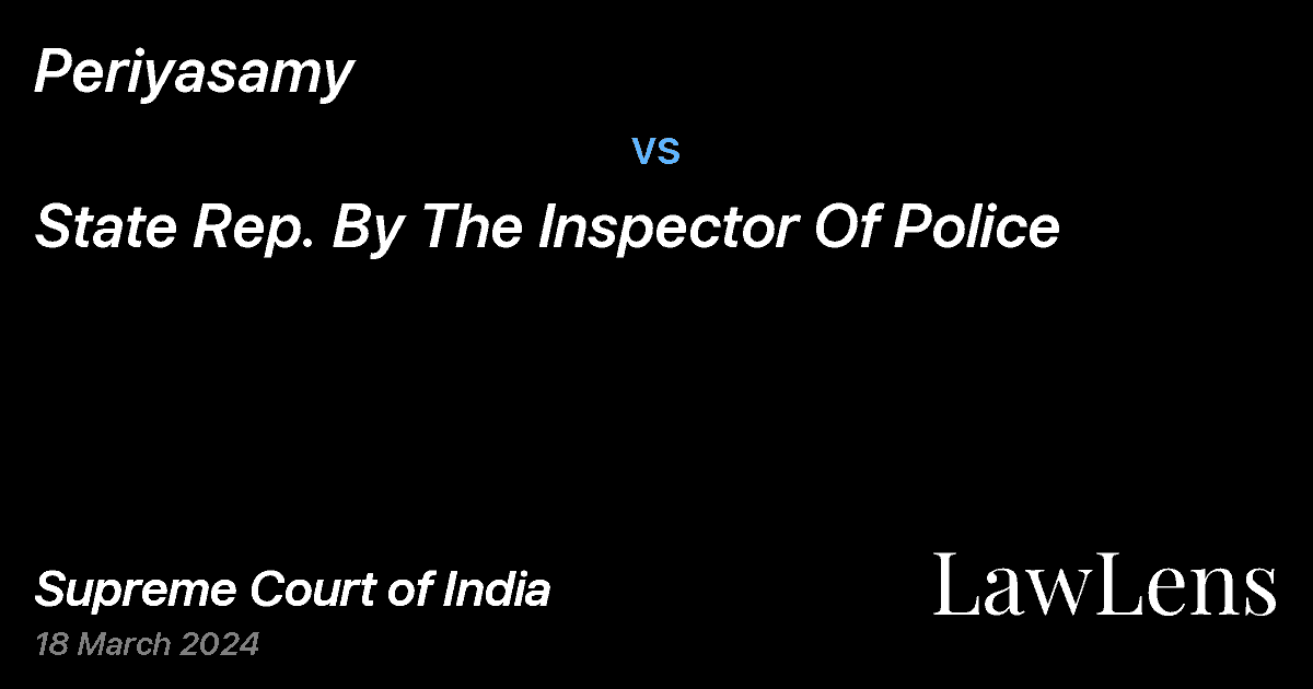 Preview image for Periyasamy vs. State Rep. By The Inspector Of Police